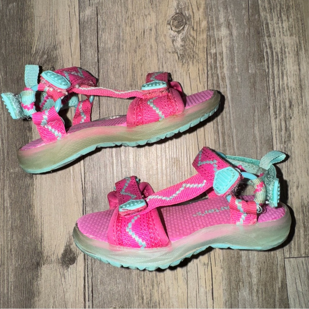 🎀3/$23🎀 Carter's Vibrant Pink and Aqua Kids Sandals - Picture 12 of 13